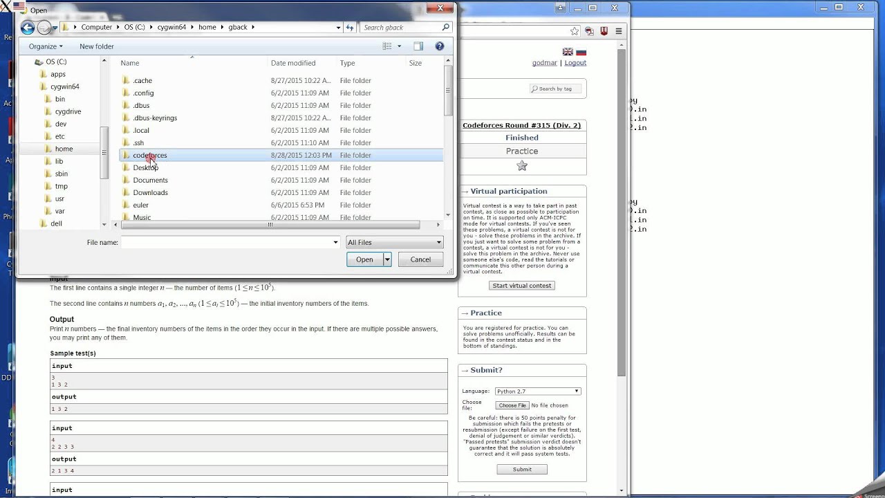 How to submit a problem to CodeForces