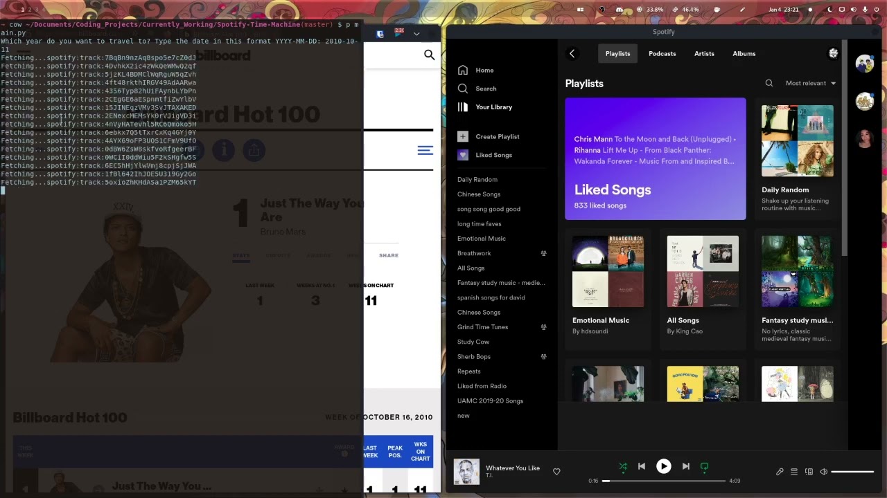 I made a bot that would make a spotify playlist of the top 100 songs of any given year.
