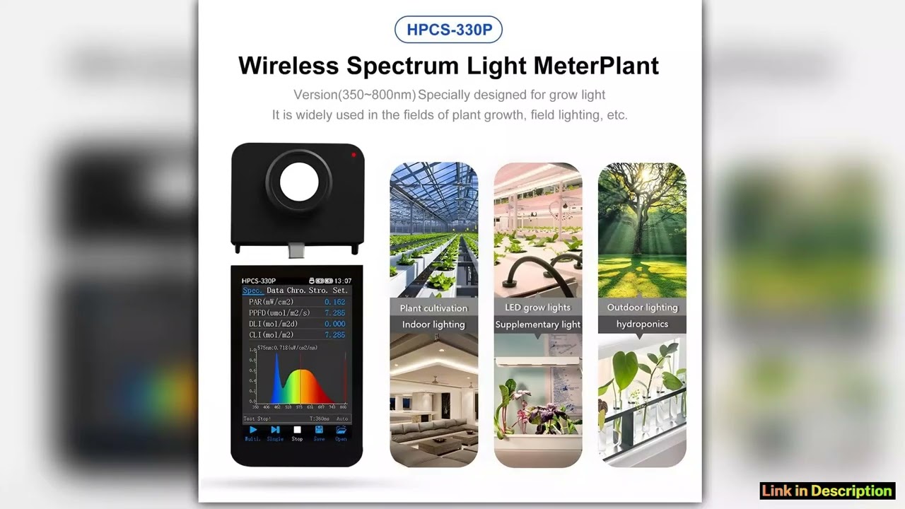 HPCS330P Spectrometer Light Spectrum Analyzer PPFD PAR Meter Wireless Bluetooth Connection Enhanced