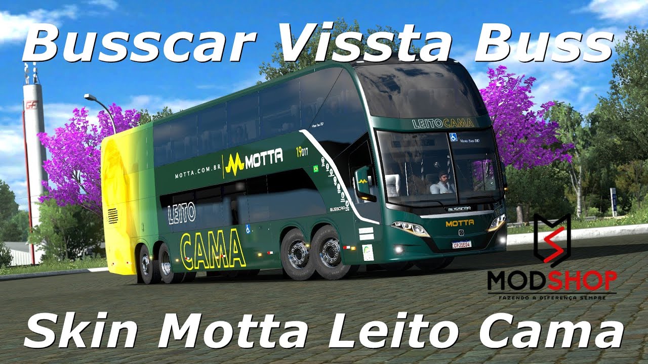 ETS2 Busscar Vissta Buss DD Mod Shop Skin Motta Leito Cama