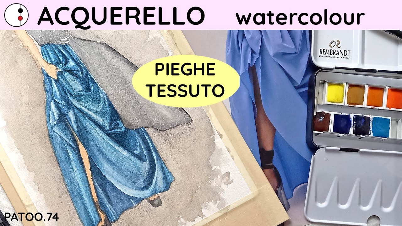 PIEGHE e Drappeggio con Acquerello Come Fare? Coloro Figurino Fashion Design | Patoo 74 disegno