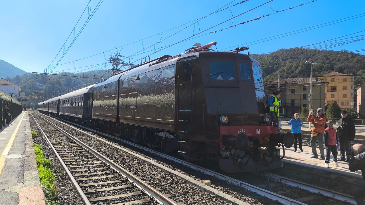 viaggio sul treno storico di ronco scrivia con la E 636 161 e carrozze 45000 tipo 1959