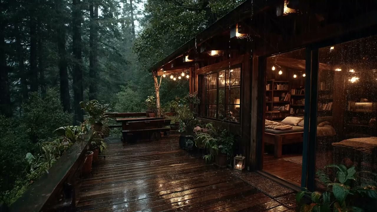 Relaxing Sleep Music & Rainstorm Sounds for Deep Night Relaxation
