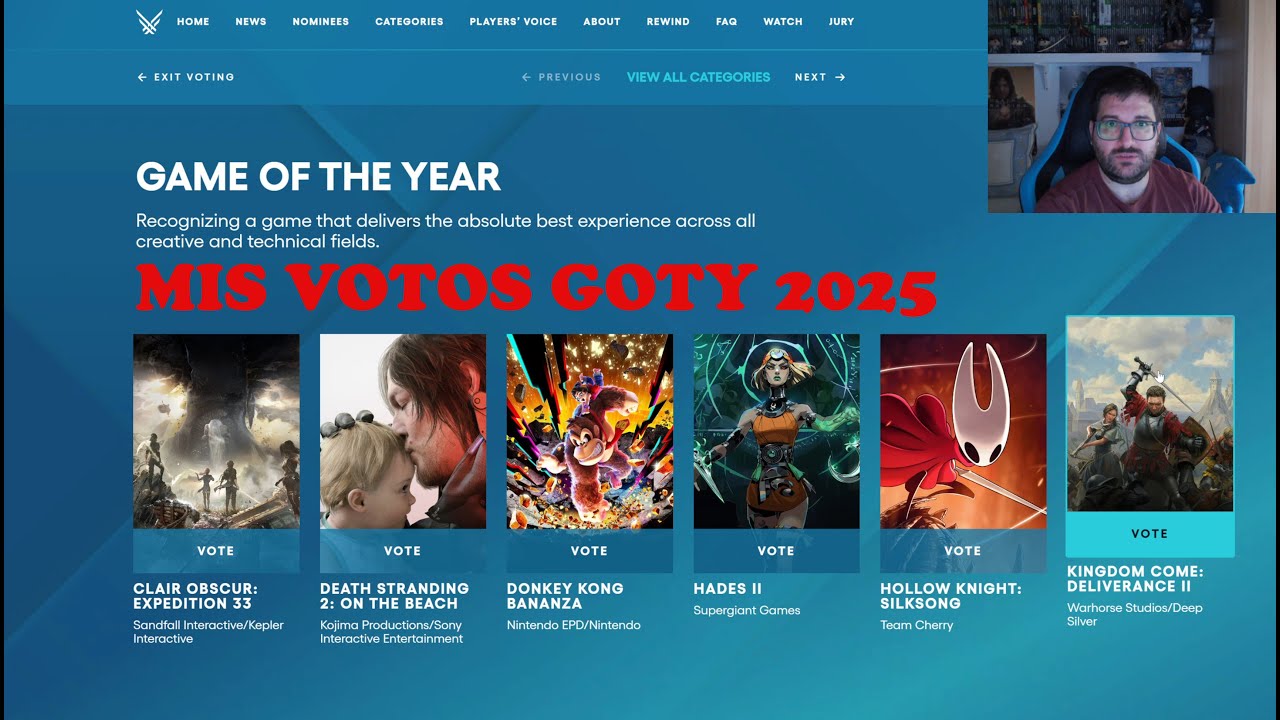 MIS VOTOS PARA LOS GAME AWARDS GOTY 2025