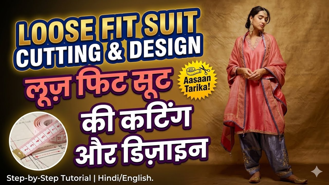 lose fit suit, cutting technique || Pakistani suit || ￼￼cutting and stitching 