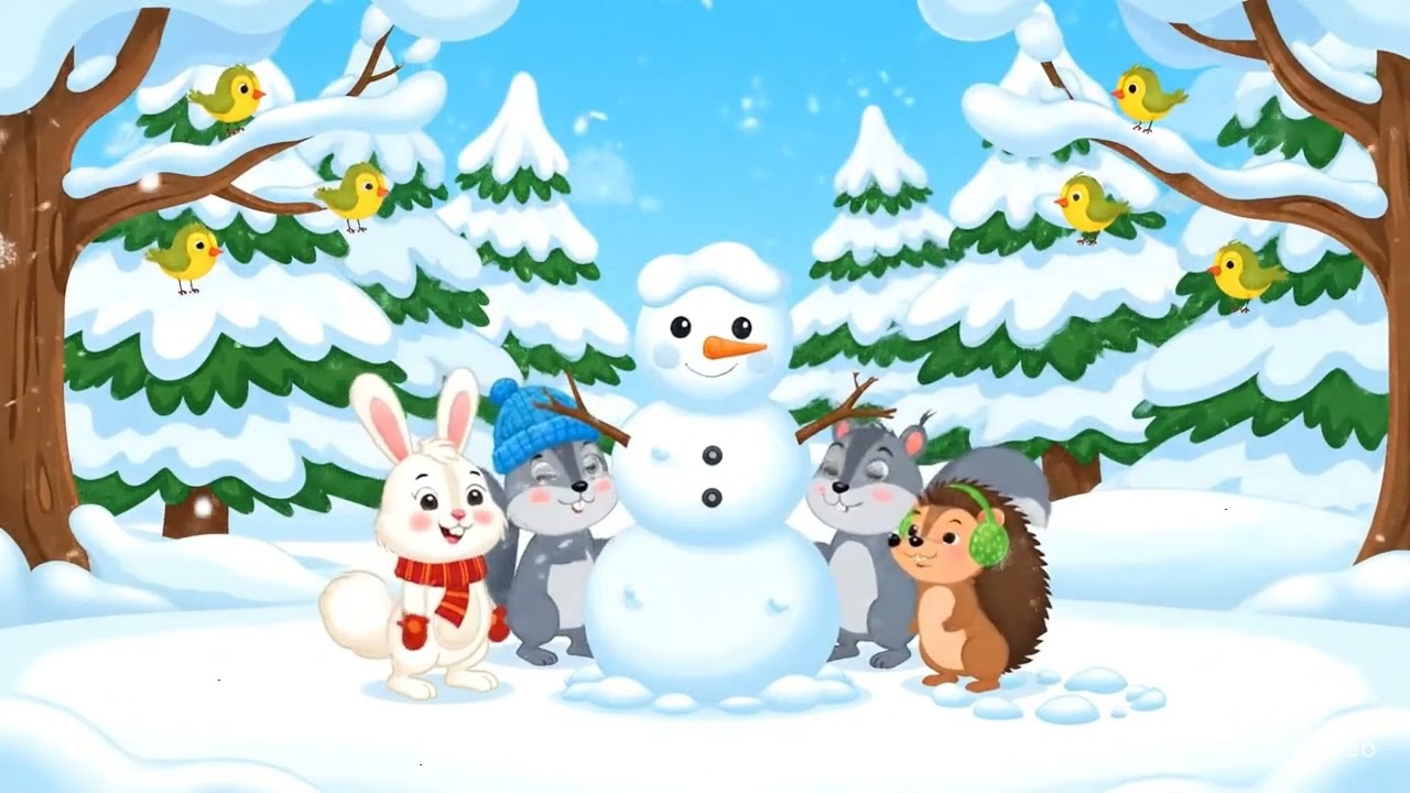 Magical Snowy Forest  Cute Winter Animals Singing & Playing  Looping Cartoon Animation for Kids