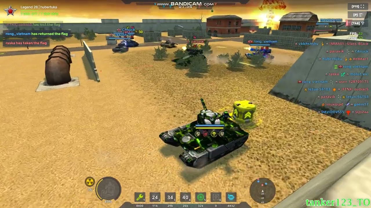 Tanki Online Railgun Incendiary Rounds Augment and Viking Prime Skin gameplay no commentary