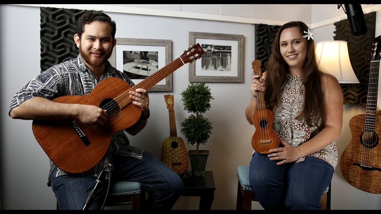 Danny Carvalho and Nani Edgar with 1920 Kamaka Guitar and 1895 Nunes Ukulele (UKULELE FRIEND)