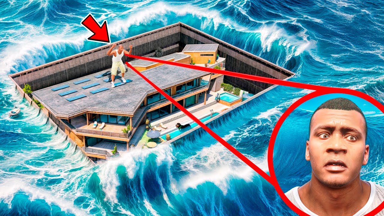 Saving Franklin's House from a BIG TSUNAMI in GTA 5!
