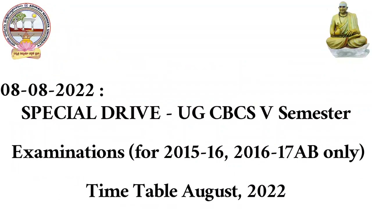 aknu Special Drive 5th Sem Examinations Time Table August, 2022