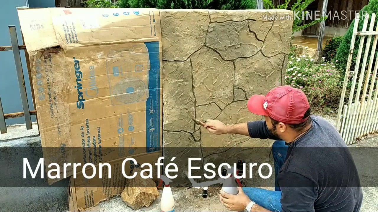 Efeito Pedra Como Fazer -  efeito madeira e pedra - passo a passo