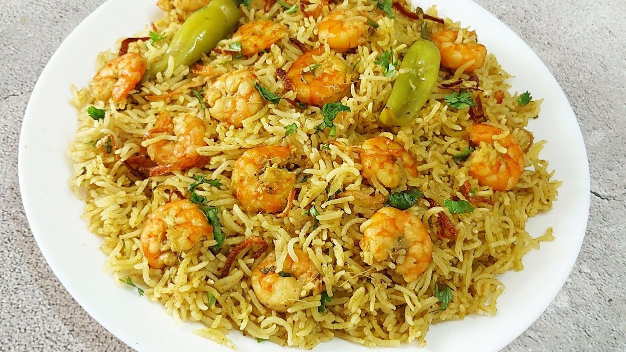 prawns pulao recipe - jhinga pulao recipe - goan prawns pulao