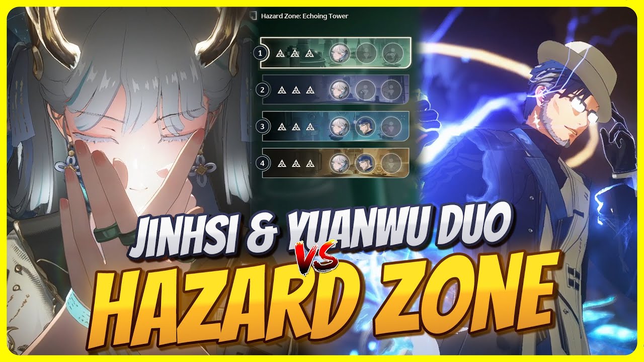 JINHSI AND YUANWU DUO! VS Hazard Zone: Echoing Tower Stage 1-4 MAX STAR! | Wuthering Waves 1.1