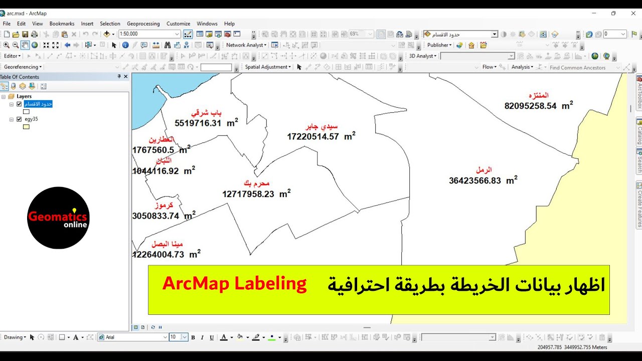 اظهار بيانات الخريطة بطريقة احترافية (ArcMap Labeling)