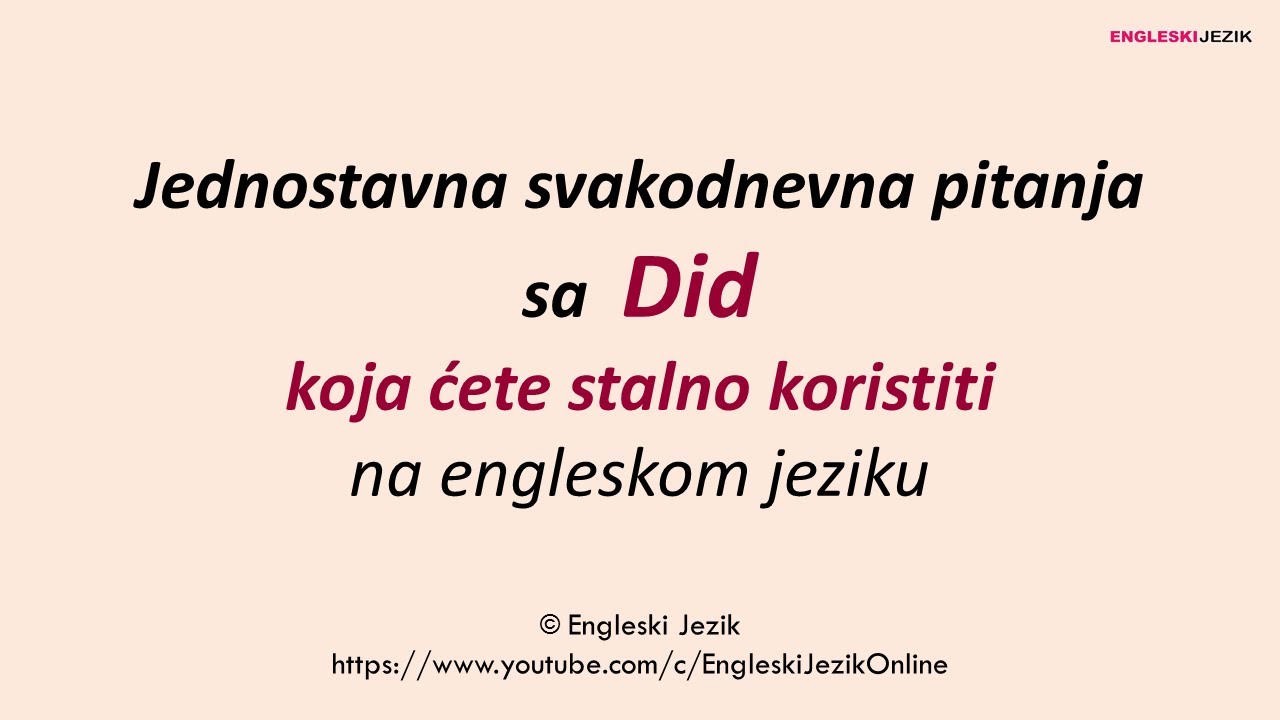 Jednostavna svakodnevna pitanja sa DID koja ćete stalno korititi na engleskom jeziku