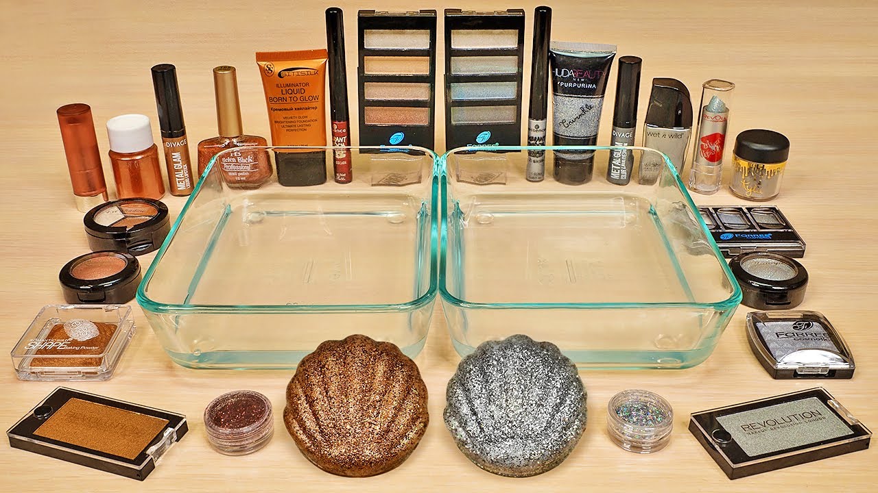 Bronze vs Silver - Mixing Makeup into Slime! Satisfying Video