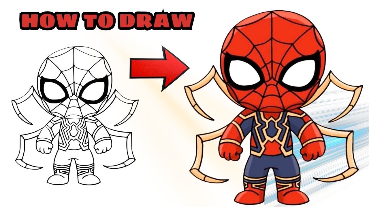 HOW TO DRAW Cute Spider-Man Step by Step | Easy Drawing for Kids