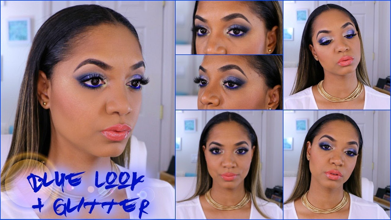 Get Ready With Me 💕 MAKEUP TUTORIAL 💕 Smokey Navy Blue Eyes + Glitter!