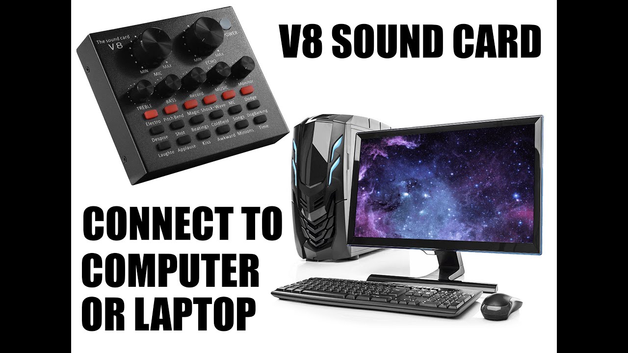 HOW TO CONNECT V8 SOUND CARD TO COMPUTER / PC / LAPTOP. FOR RECORDING & STREAMING. WIRING PROCEDURE