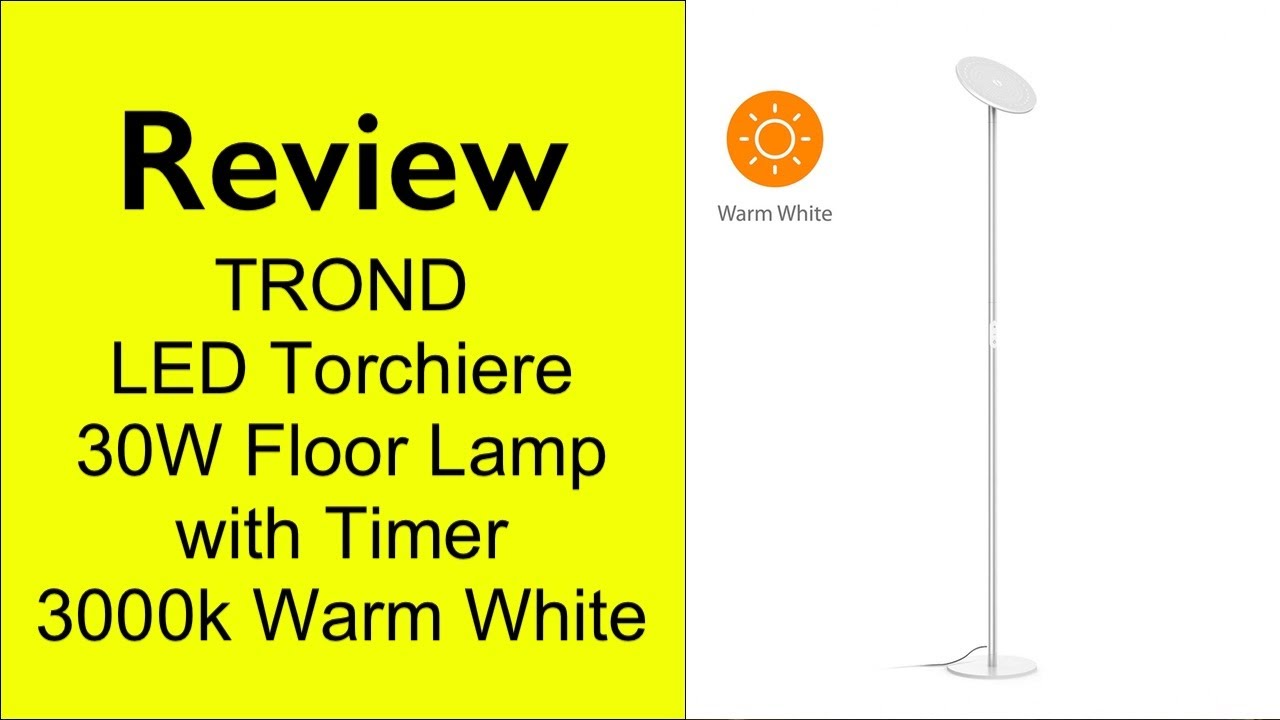 Review TROND HALO X LED Torchiere Floor Lamp Dimmable 30W, 3000K Warm White