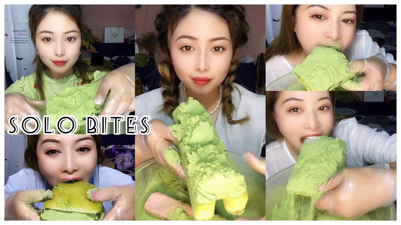 ASMR : Heavy Matcha ice |Solo Bites|Soft ice |White ice eating| Hard ice | V-Good Crunchy ice