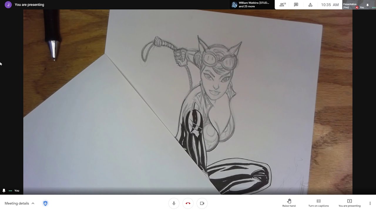 Catwoman (after J. Scott Campbell) - Part 3 - Inking continued