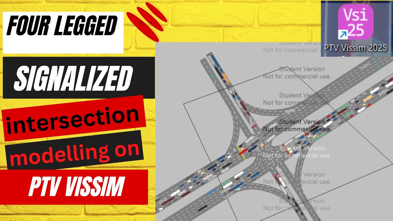 Four legged signalized Intersection Modelling on Ptv Vissim || Four phase traffic signal