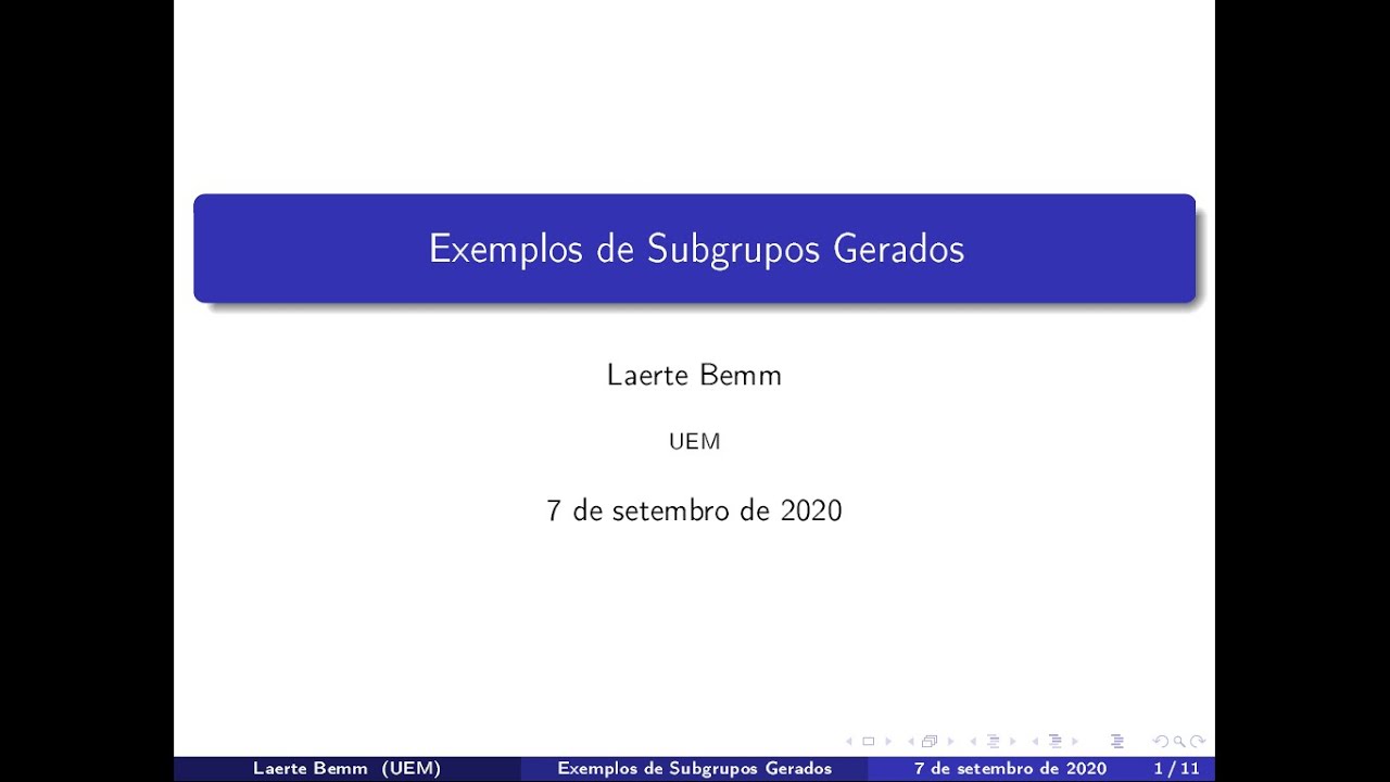 Aula 06 Parte II: Exemplos de Subgrupos Gerados.