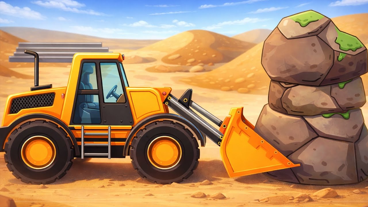 Heavy Duty Loader vs Giant Rocks! Excavation Power 💪🚜 | Vehicles Animation