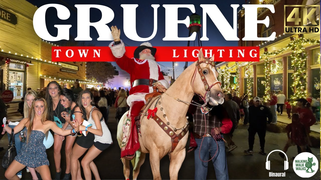 Gruene Town Lighting 2025 | Magical 4K Christmas Walking Tour