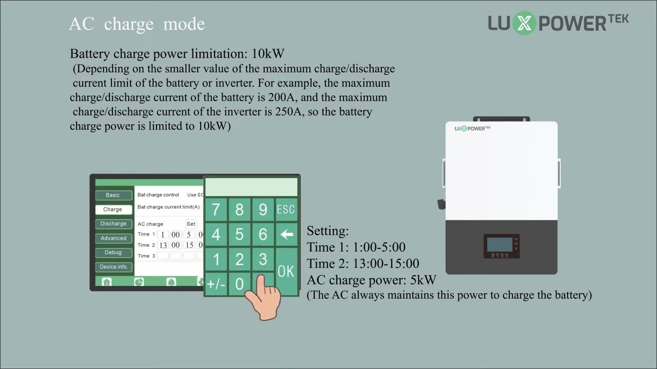 Luxpower LXP EU 8 12k series working mode setting