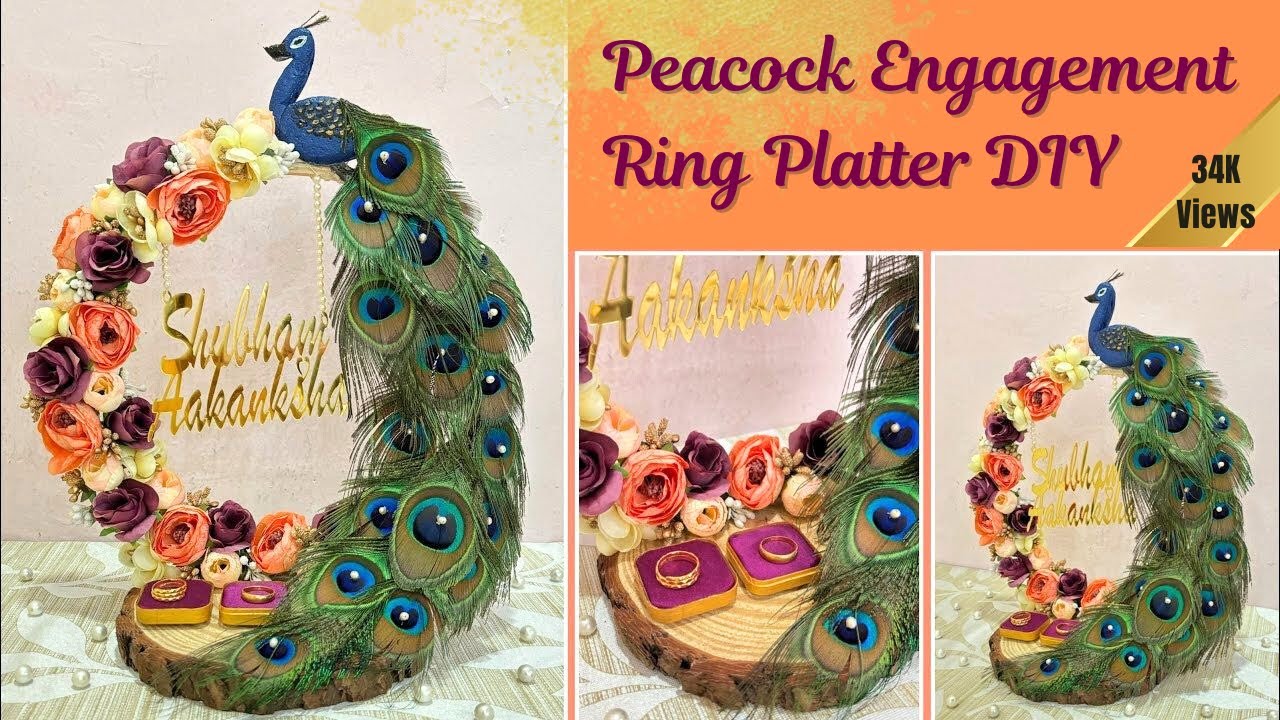 DIY Peacock Engagement Ring Tray | Engagement Ring Stand Making at Home | @ArtistFlair  -Pooja Mali