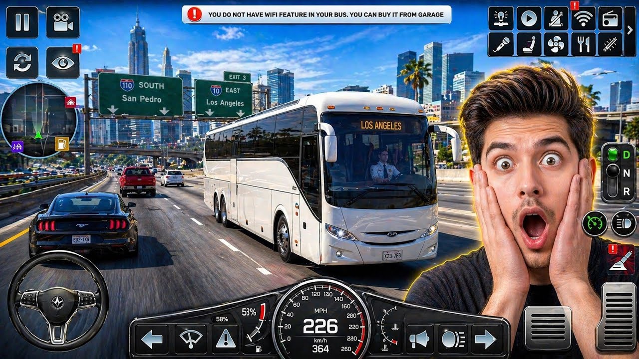 INSANE 220+ SPEED BUS RACING ON USA HIGHWAY WITH FULL TRAFFIC REALISTIC GAMEPLAY
