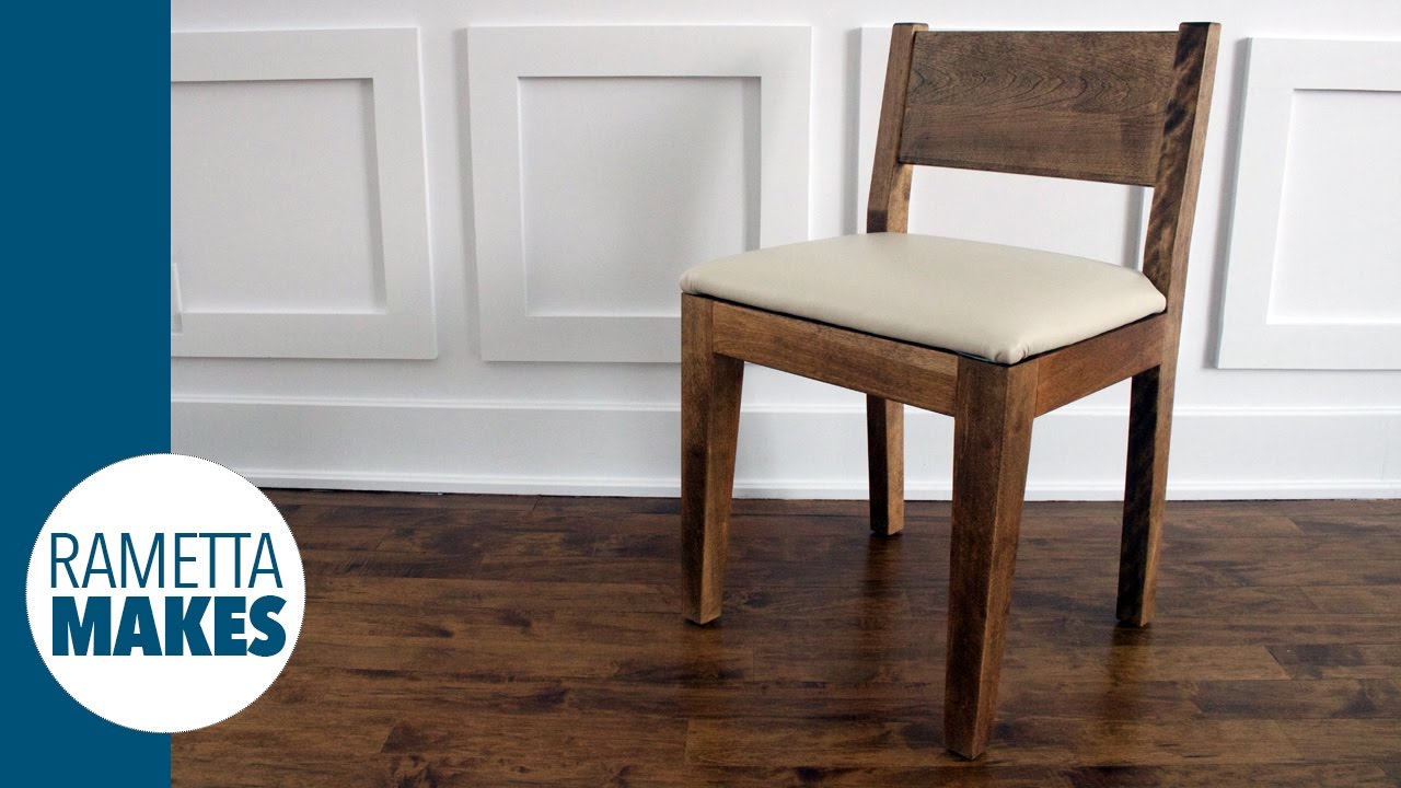 How to Make a Modern Wood Chair with Leather Seat // DIY