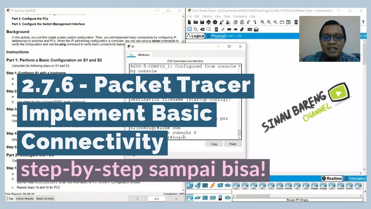 Packet Tracer 2.7.6 Implement Basic Connectivity - Step by step