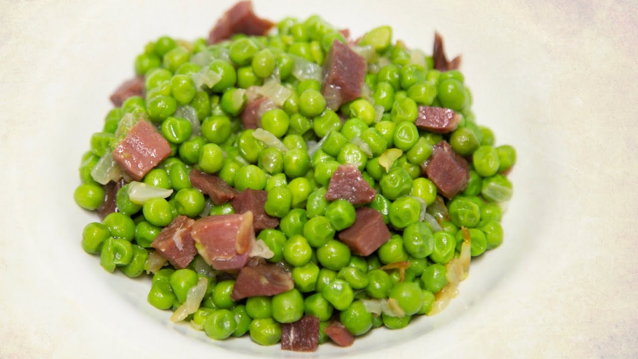 GUISANTES CON JAMÓN. Receta fácil.