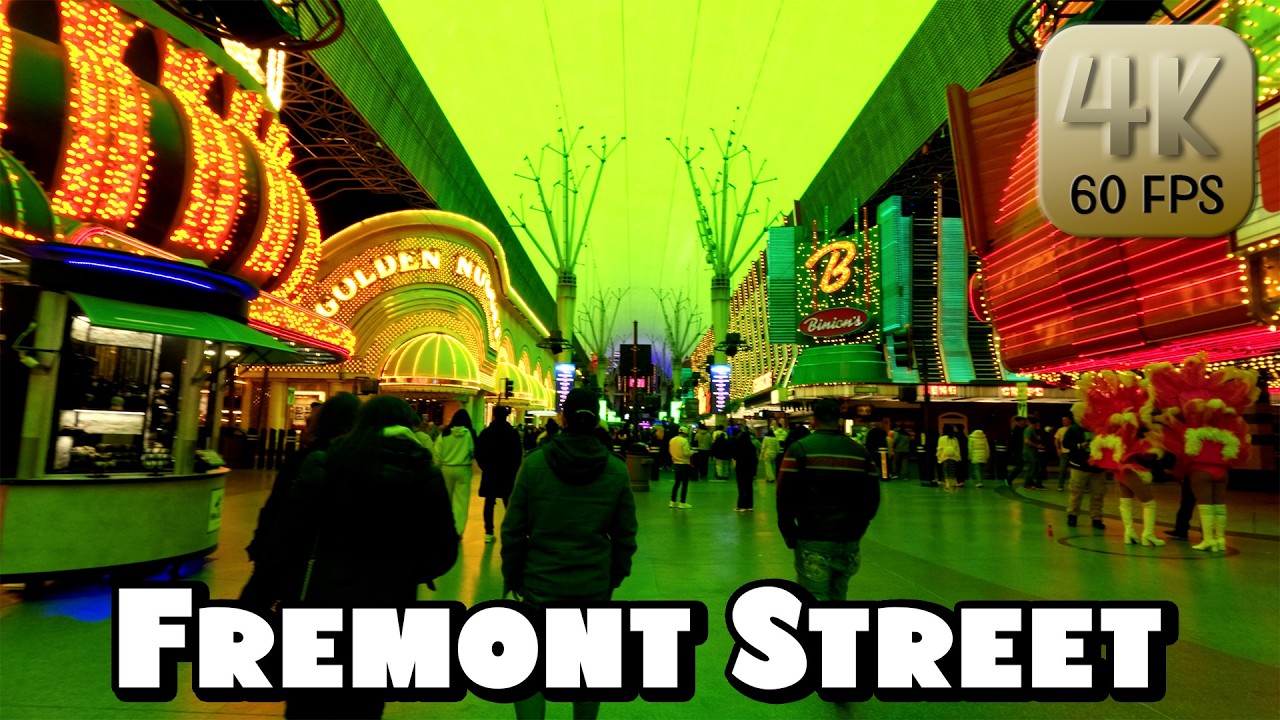 Walking Around Fremont Street Downtown Las Vegas in 4k Video