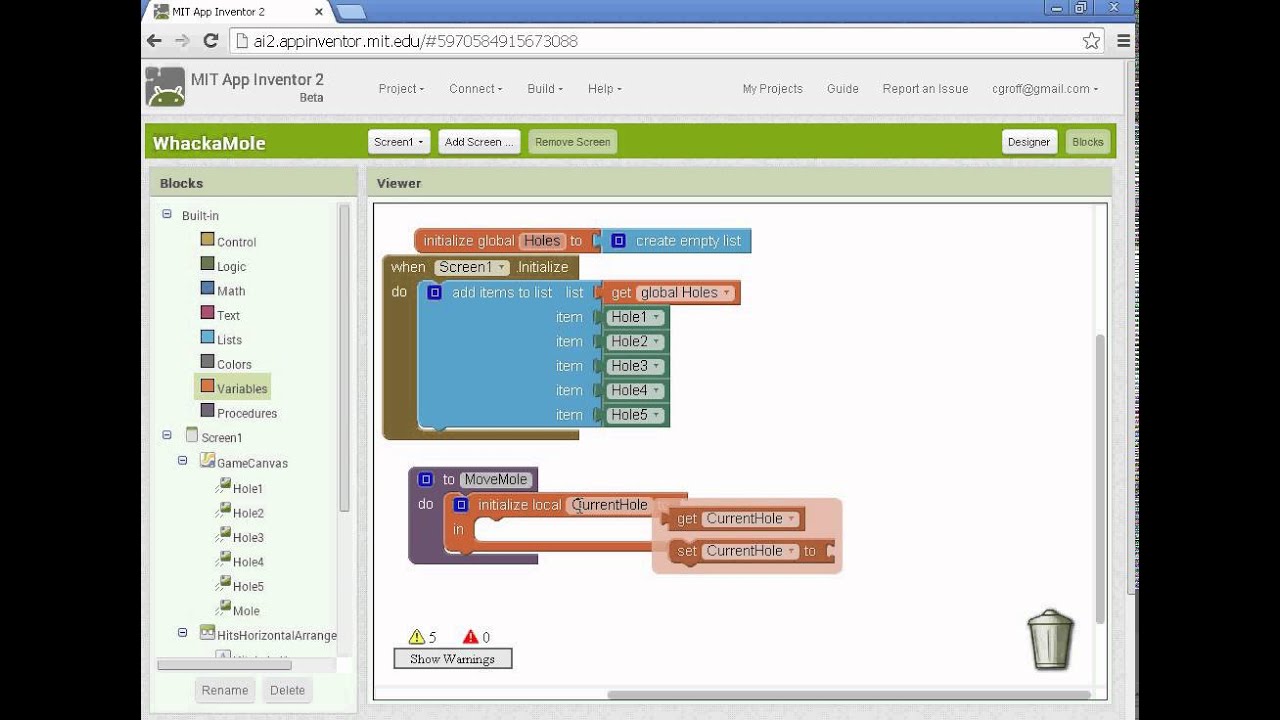 Whack A Mole - Part 2 App Inventor 2