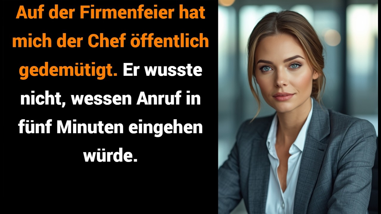 Auf der Firmenfeier demütigte mich der Chef – er wusste nicht, wessen Anruf gleich kommt.