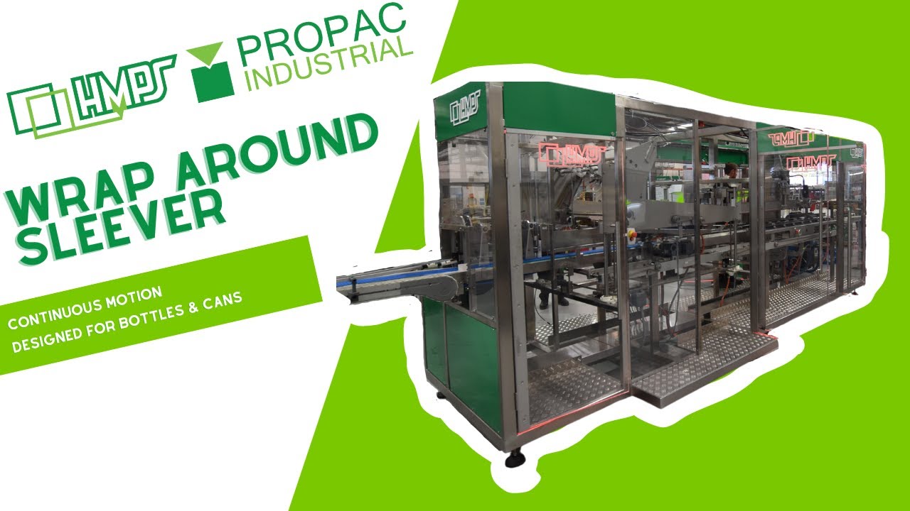 HMPS Continuous Motion Wraparound Sleever for Bottles and Cans