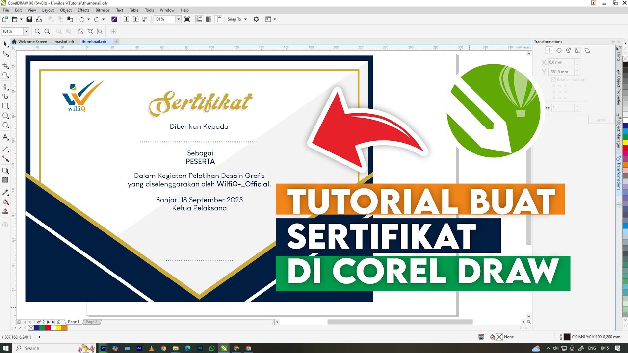 Tutorial buat sertifikat di aplikasi corel draw