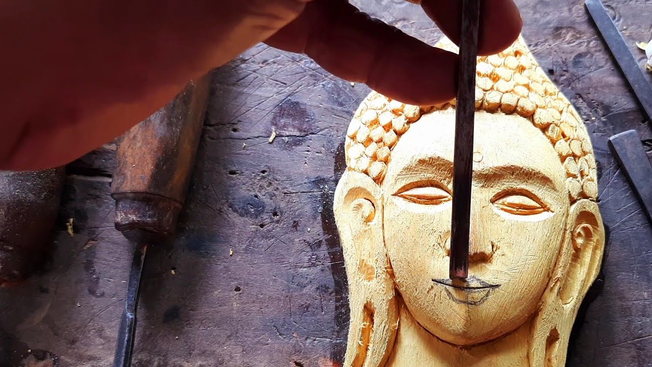|Jack fruit wood carving Buddha|UP wood art|wood carving face|