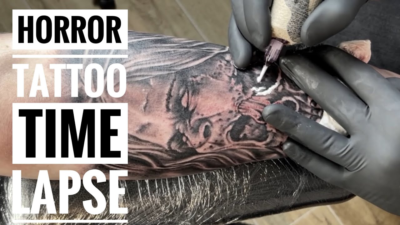 Horror tattoo | Time lapse | Slow motion