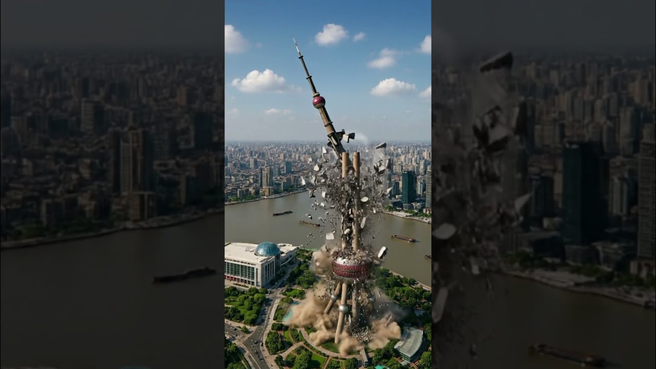 Oriental Pearl Tower Collapses 😱 Epic Simulation #TowerCollapse