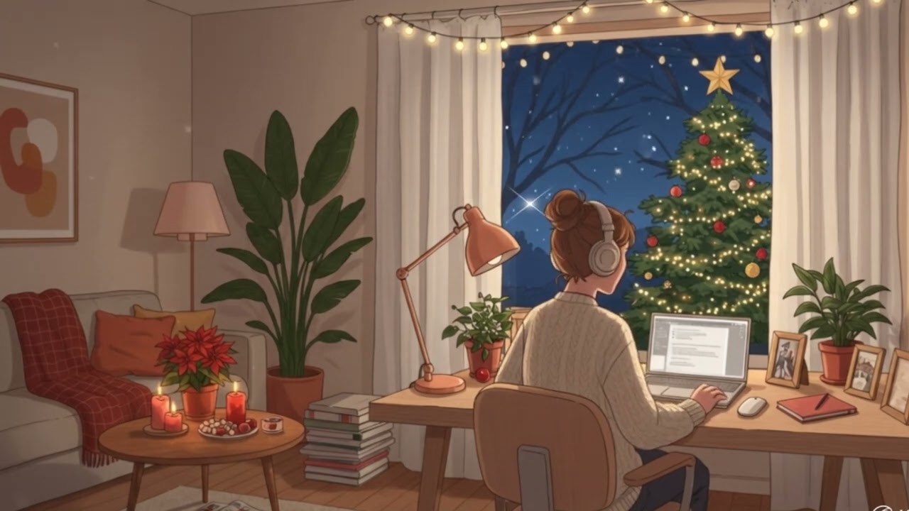 📚 🎄 Cozy Lo-fi for Studying, Reading & Relaxing | Christmas Night Ambience 🌙✨