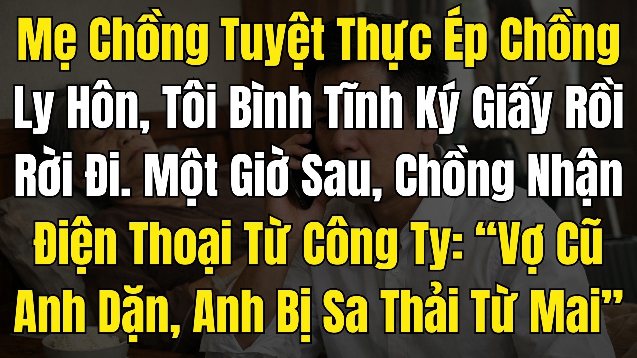 Mẹ Chồng Tuyệt Thực Ép Chồng Ly Hôn, Tôi Bình Tĩnh Ký Giấy Rồi Rời Đi  Một Giờ Sau, Chồng Nhận Điện