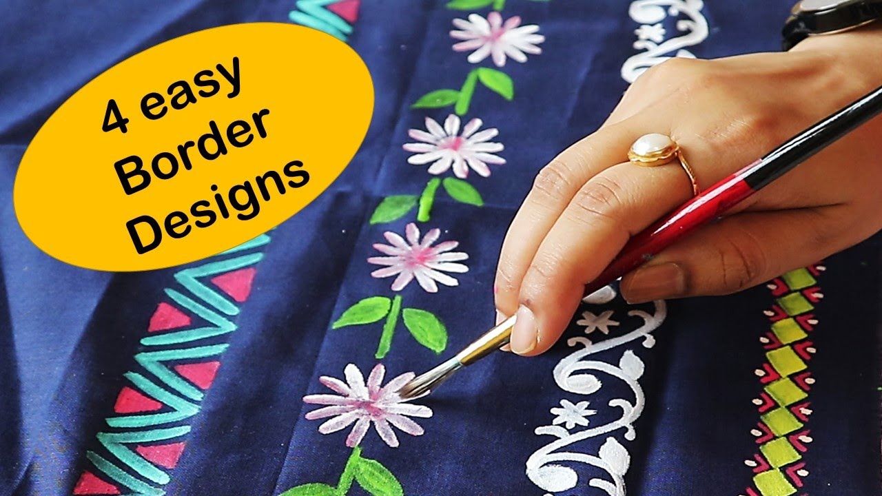 Simple & Easy border designs I 4 easy border design ideas for Suit, Kurti, Saree