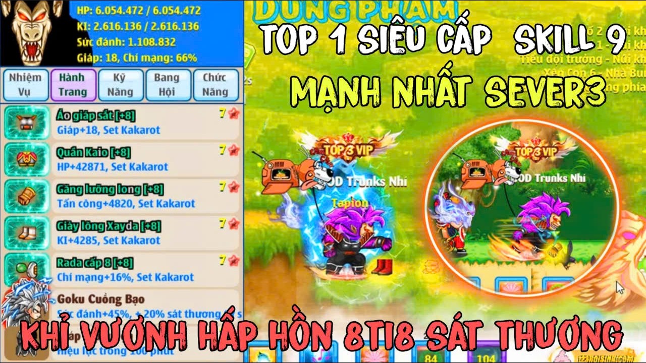 Hồi Sinh Ngọc Rồng - Top1 Siêu Cấp Kakarot 85% Xuyên Sét Giáp Skill9 8ti8 Sát Thương VÍP Nhất Sv3