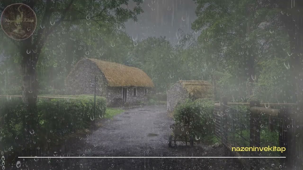 Yağmur Sesi I Soft Thunder, Falling Rain and Relax Ambiance I Köy evi ve Manzarası'nda #asmr #rain