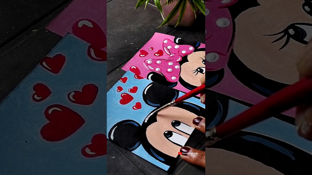 Mickey Mouse And Minnie Mouse Drawing #mickey #minnie #mouse #disney #art #shorts #cartoon #painting